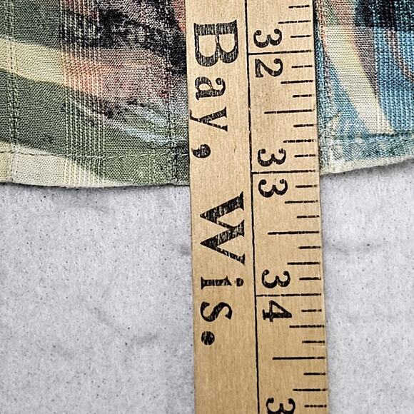 Hawaiian Shirt XLT Blue Green Cream Aloha Territory Ahead Tropical Palms Floral - Picture 5 of 5